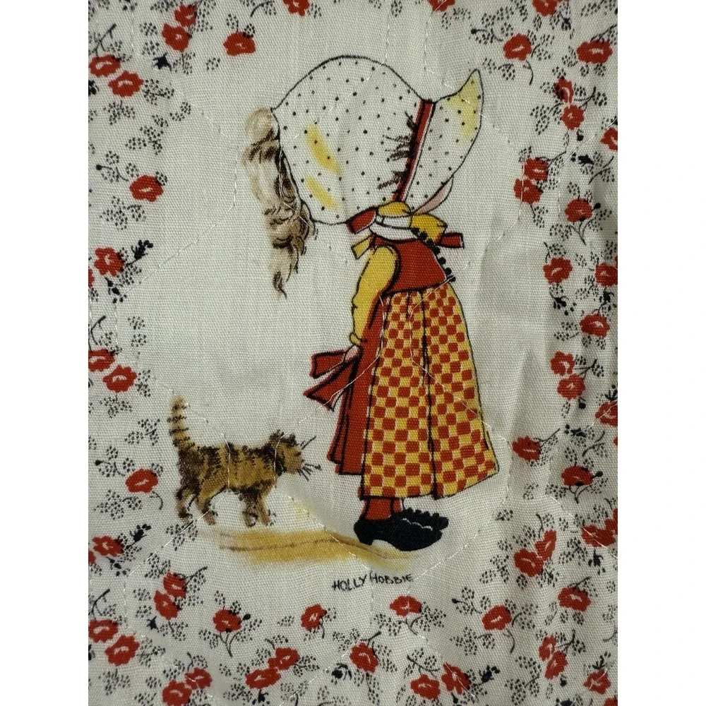 Vtg Holly Hobbie Quilted Fabric‎ Scrap Red Floral Hollie Hobbie And Friends